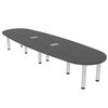 Skutchi Designs 10 Person Boat-Oval Conference Table with Power And Data, Silver Post Legs, 10x4, Asian Night H-BOVL-46119PT-AN-EL